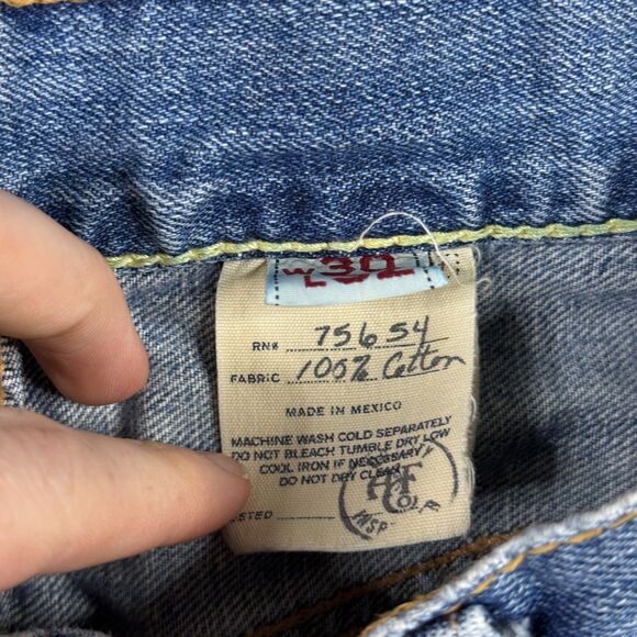 Vtg Abercrombie & Fitch Jeans Mens 30x32 Blue Bootcut Distressed Light Wash Y2K - Picture 7 of 16